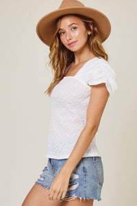 Ivory Gathered Sleeve Top
