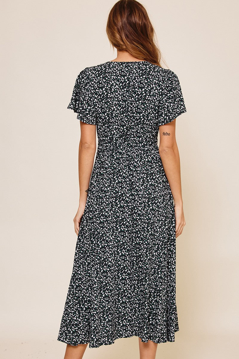 Matilda Navy Floral Cutout Midi Dress