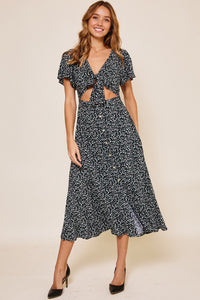 Matilda Navy Floral Cutout Midi Dress