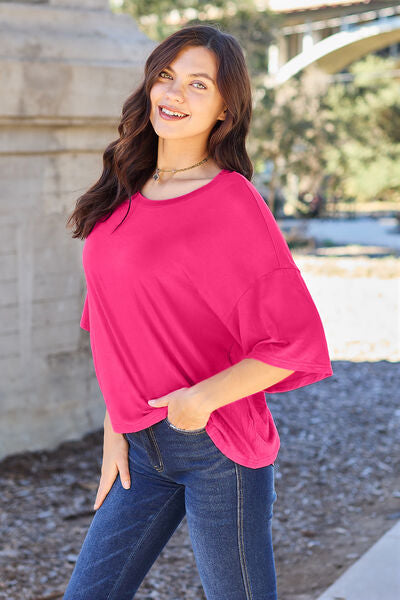 Round Neck Drop Shoulder Top