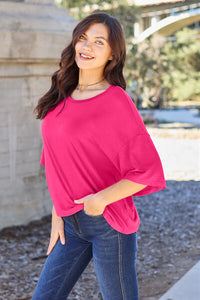 Round Neck Drop Shoulder Top