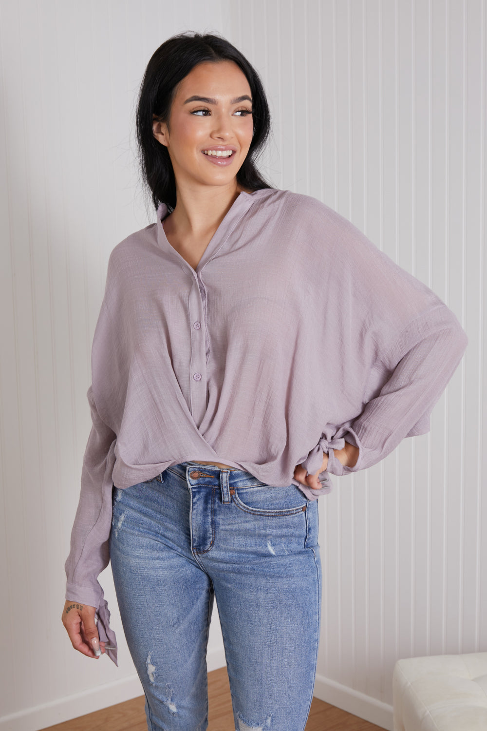 Sweet Tea Button Front Long Sleeve Top