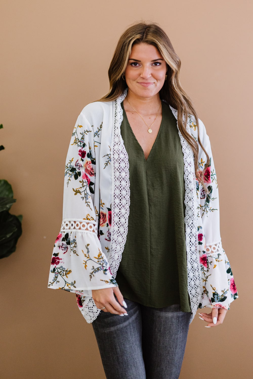 Inspiring Dreams Floral Flare Sleeve Kimono