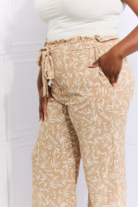 Right Angle Geometric Printed Pants in Tan