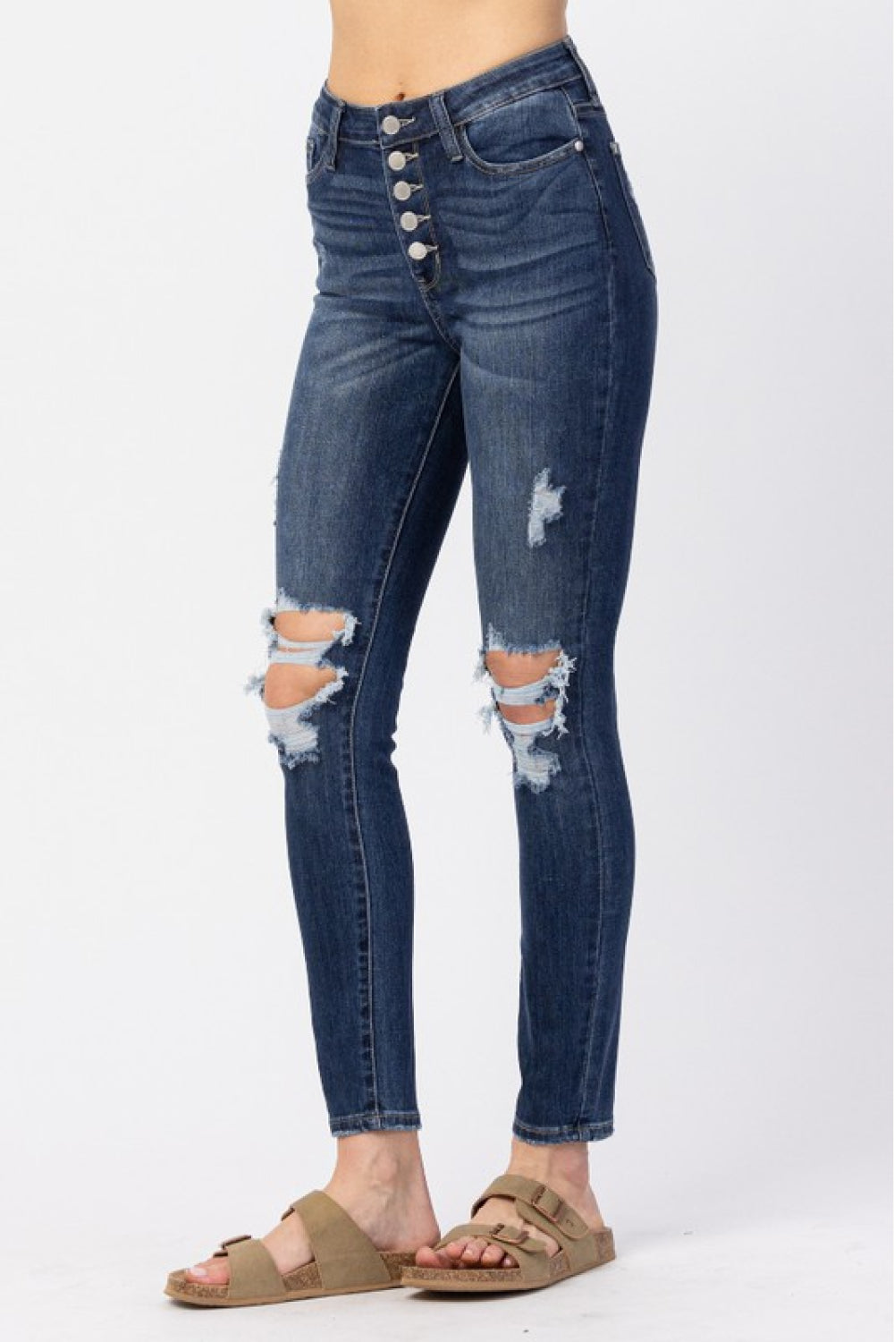 Britney Distressed Button Fly Judy Blue Jeans