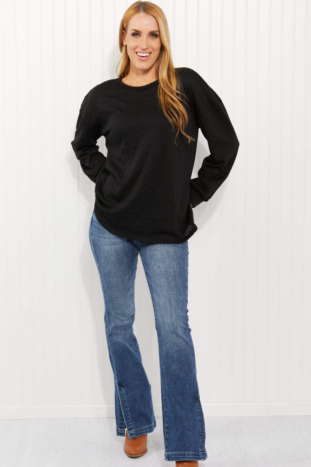 Textured Dropped Shoulder Top
