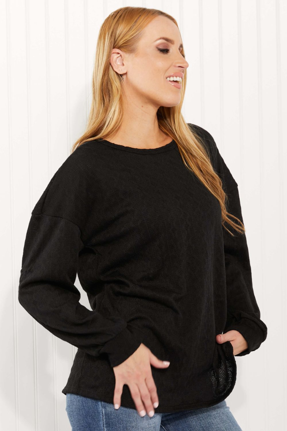 Textured Dropped Shoulder Top
