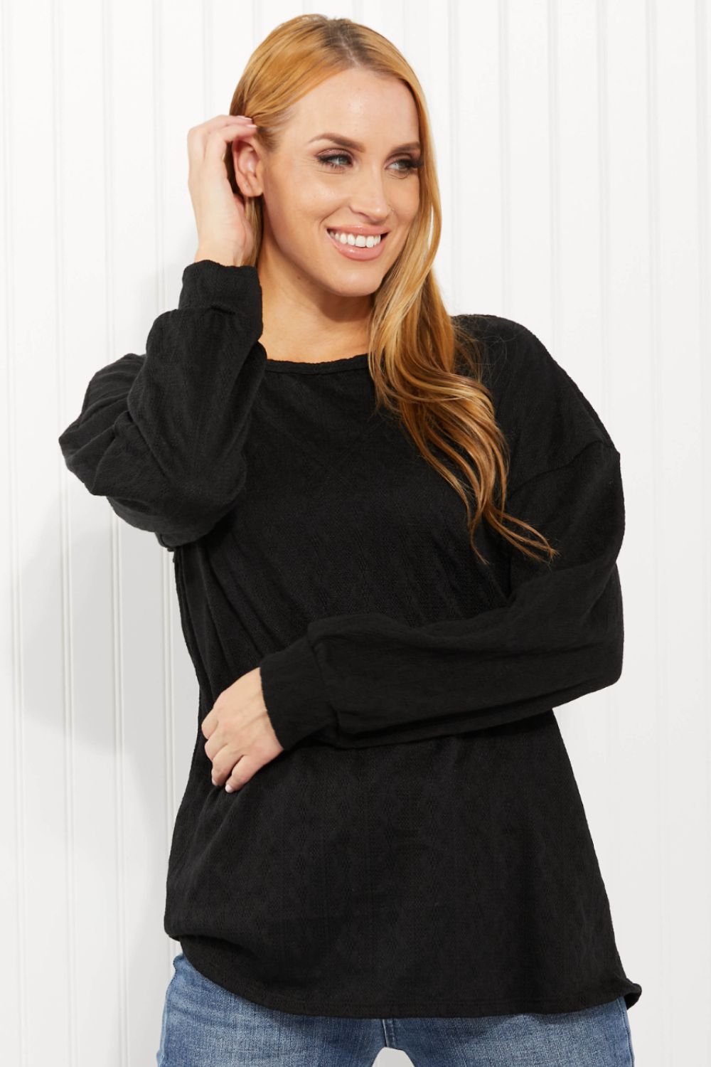 Textured Dropped Shoulder Top