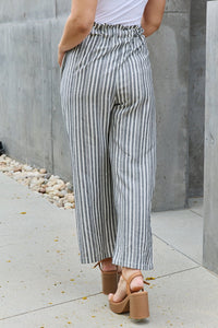 Find Your Path Paperbag Waist Striped Culotte Pants