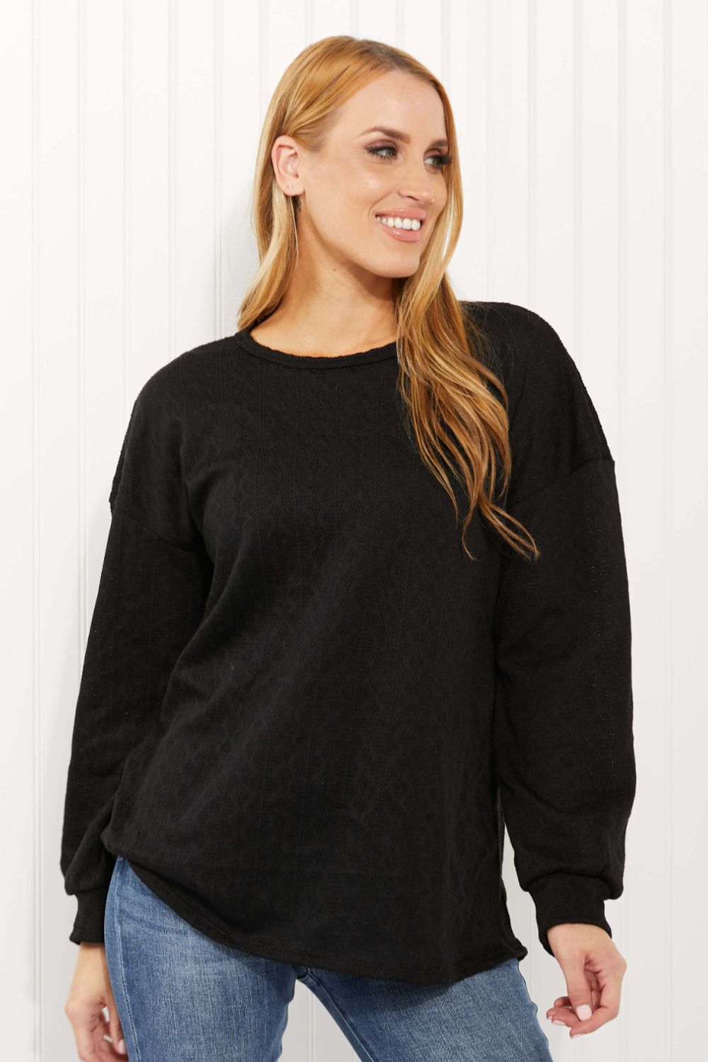 Textured Dropped Shoulder Top