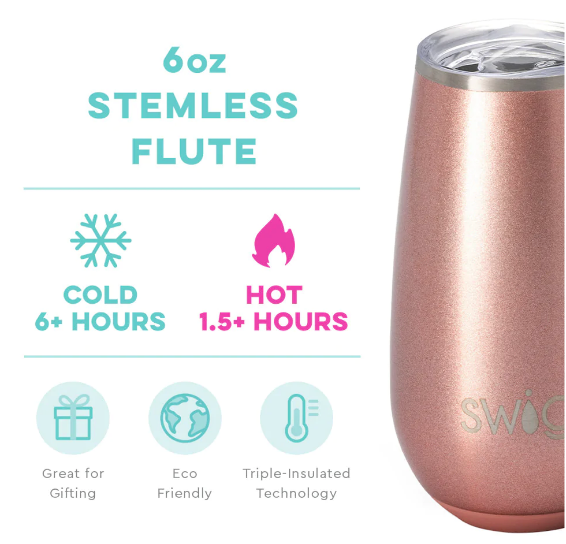 Swig Life™ Shimmer Rose Gold Stemless Flute (6oz)