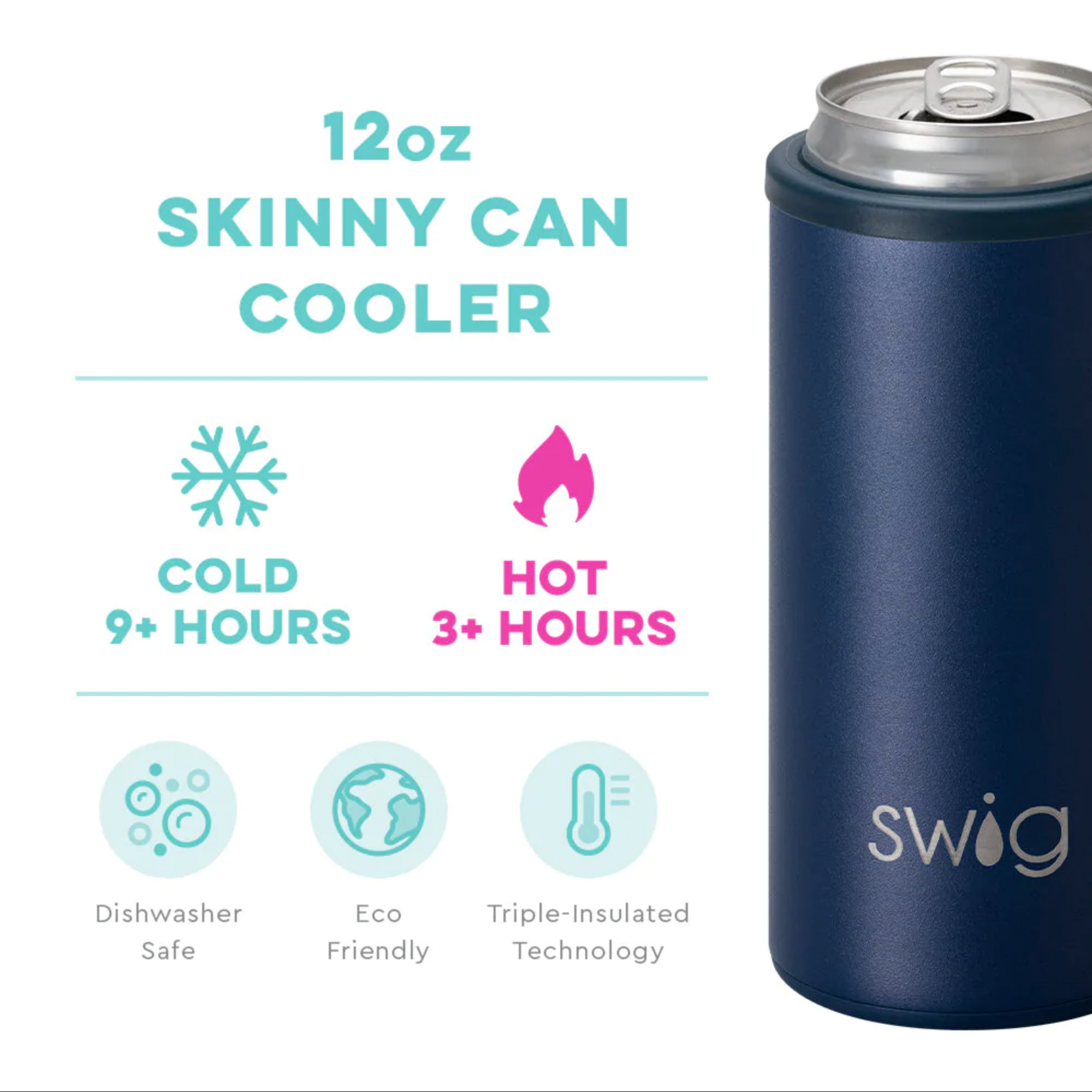 Swig Life™ Navy Skinny Can Cooler (12oz)