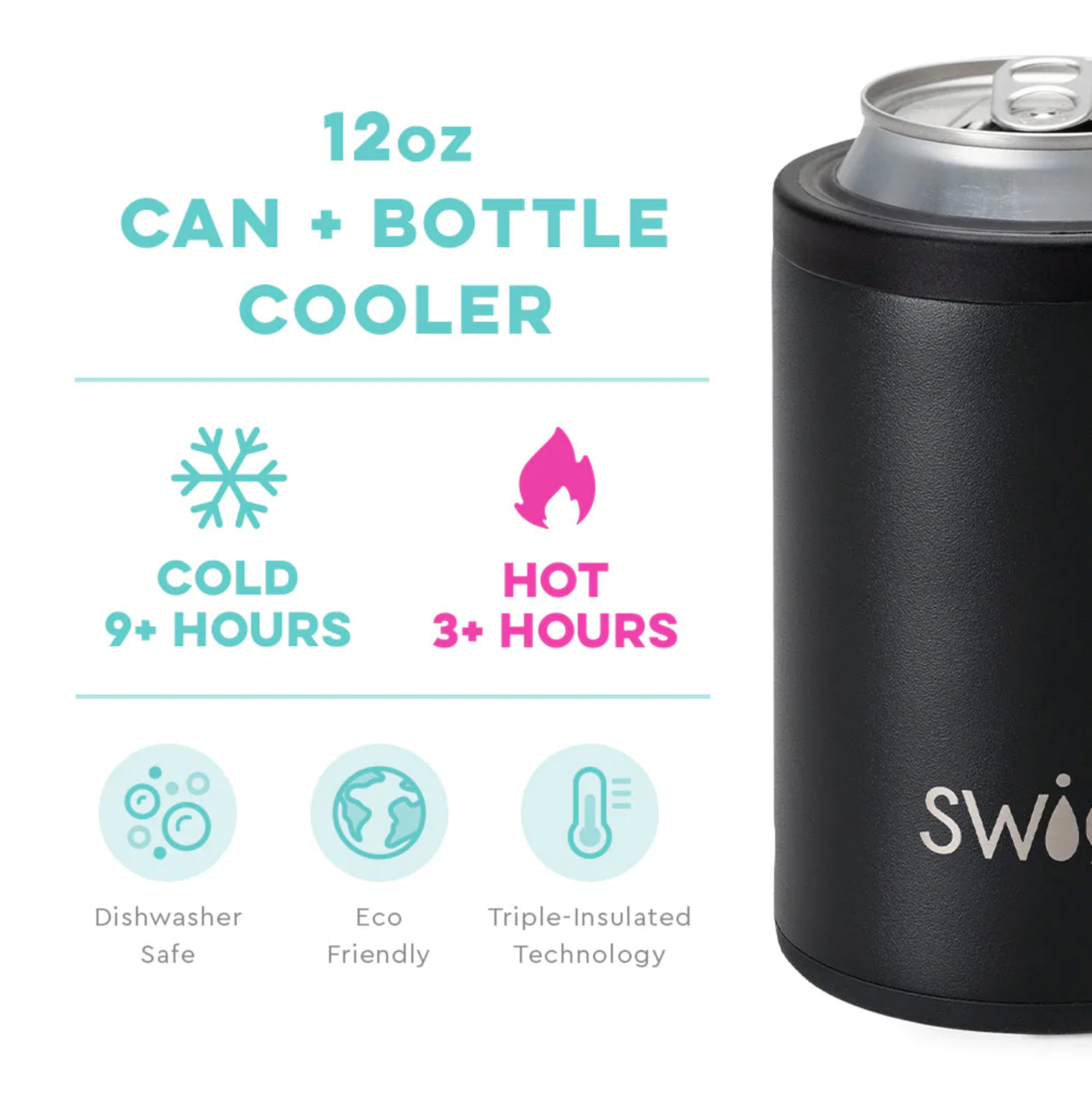 Swig Life™ Black Combo Can & Bottle Cooler (12oz)