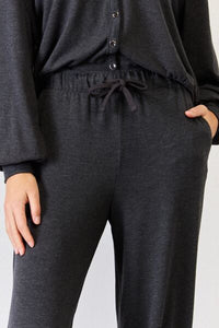 Ultra Soft High Waist Drawstring Lounge Joggers in Charcoal