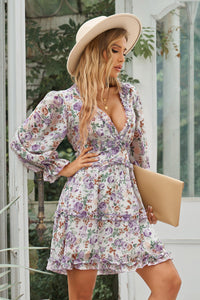 Take the Plunge Floral Flounce Dress