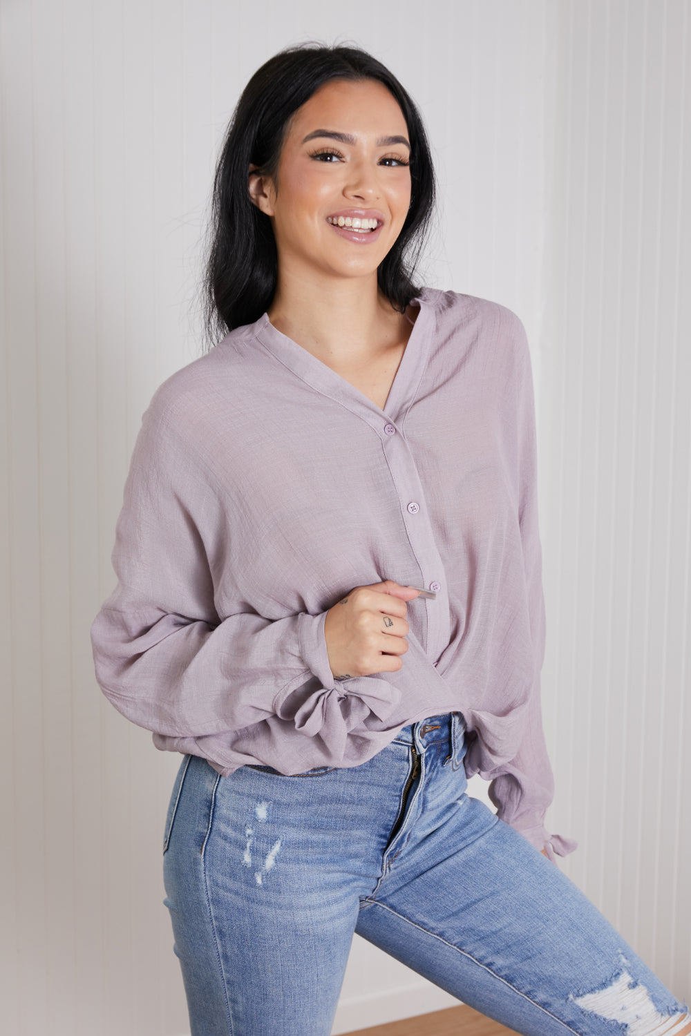 Sweet Tea Button Front Long Sleeve Top