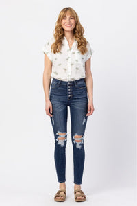 Britney Distressed Button Fly Judy Blue Jeans