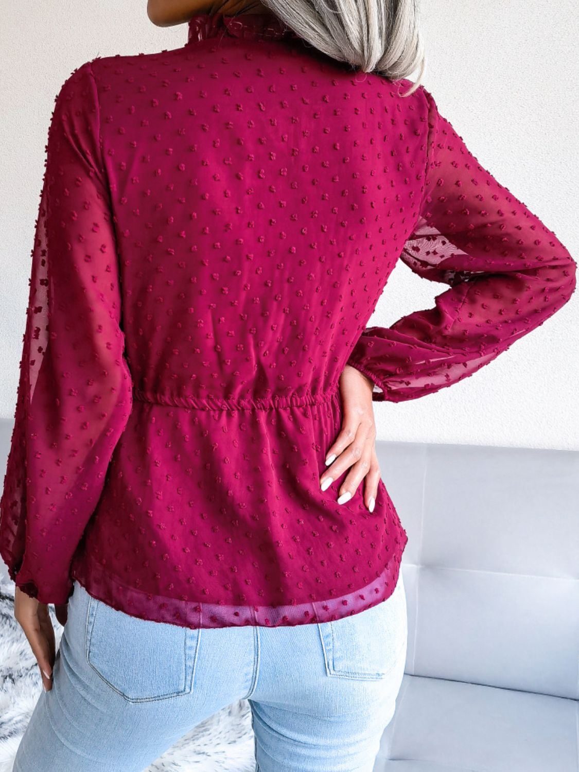 Swiss Dot Peplum Blouse