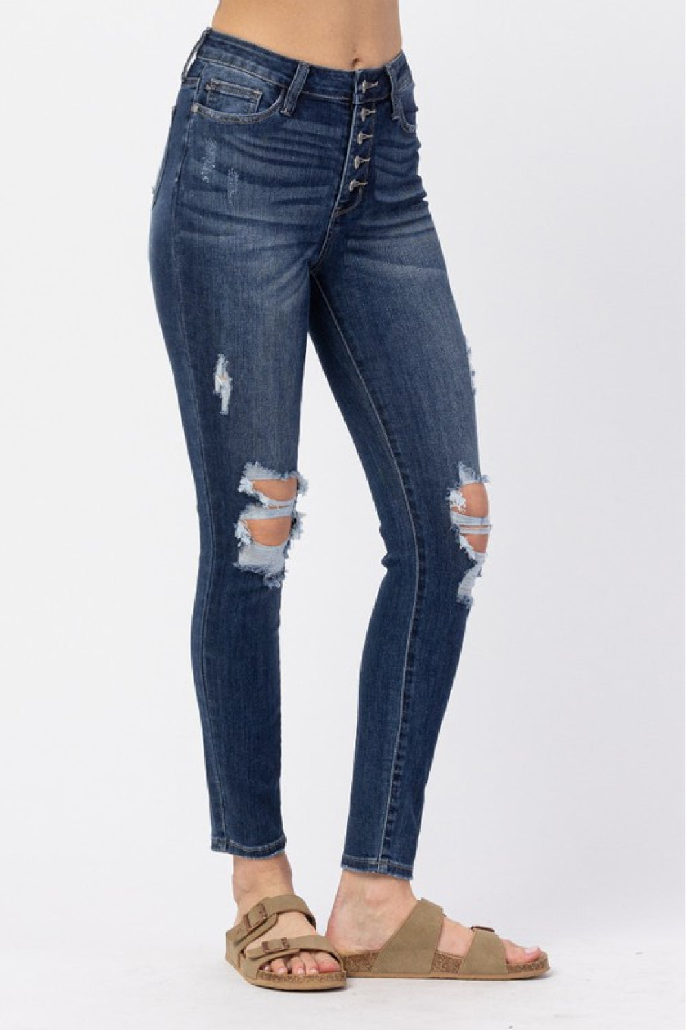 Britney Distressed Button Fly Judy Blue Jeans
