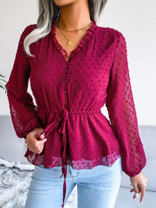 Swiss Dot Peplum Blouse