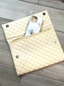 Quilted Ivory Envelope Clutch