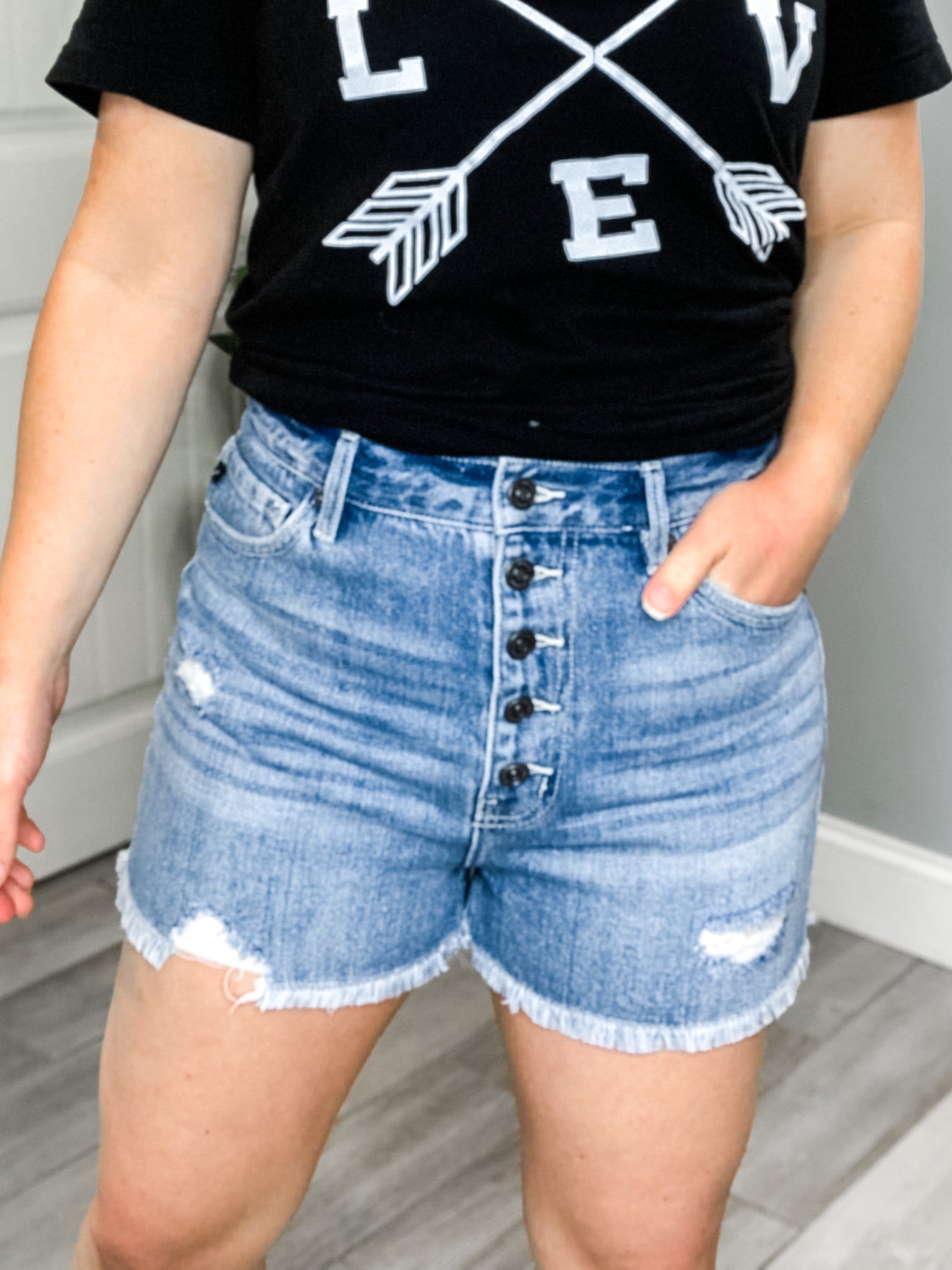 Nova High Rise Button Fly KanCan Shorts
