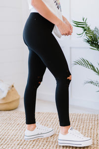 Lace Cut Out Black Leggings