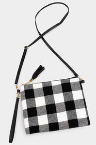 Black Black Buffalo Check Clutch/Crossbody