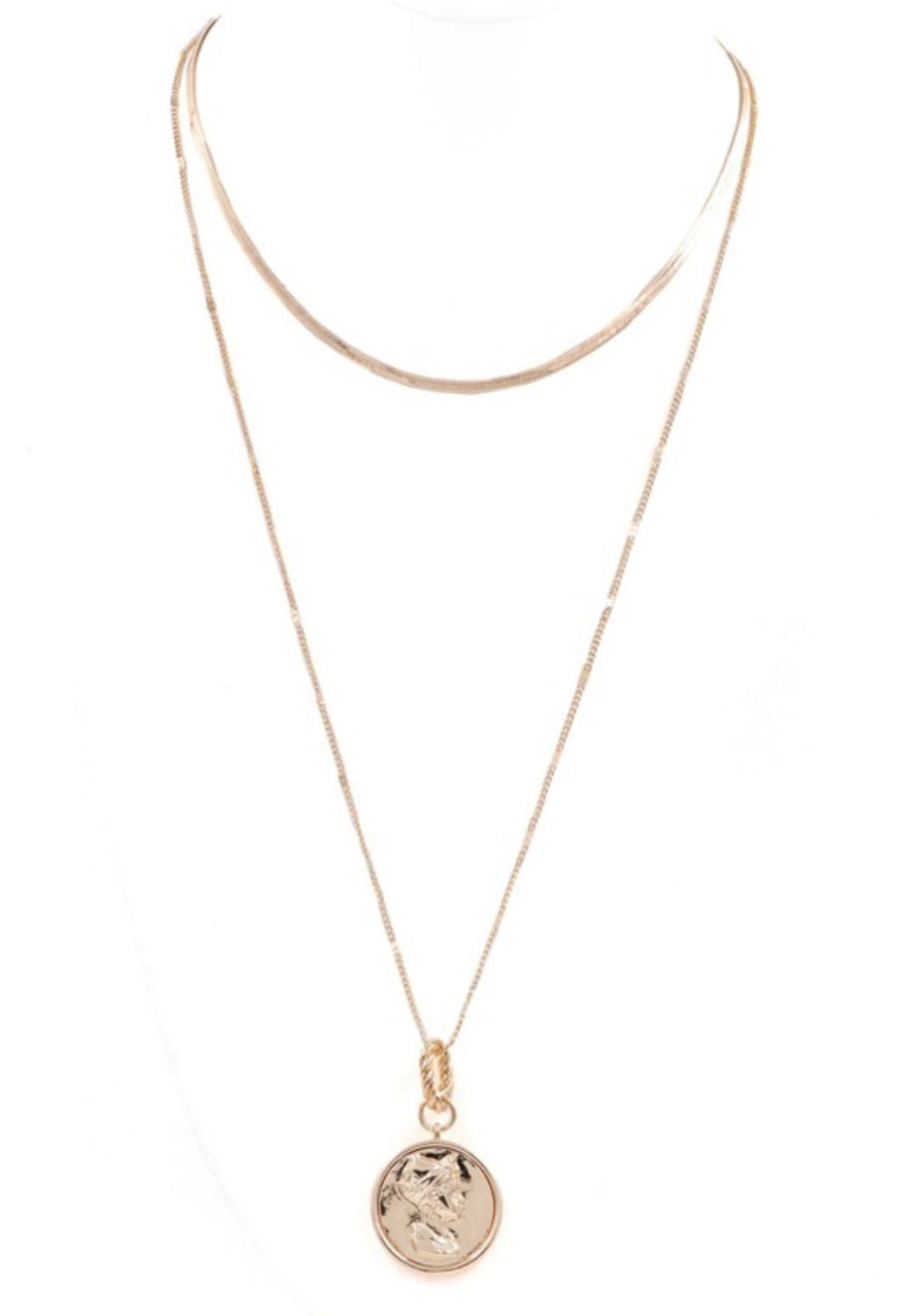 Layered Metal Coin Necklace