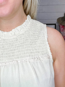 Santana Sleeveless Smocked Blouse