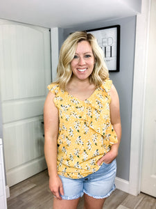 Sunrise Glow Floral Surplice Top