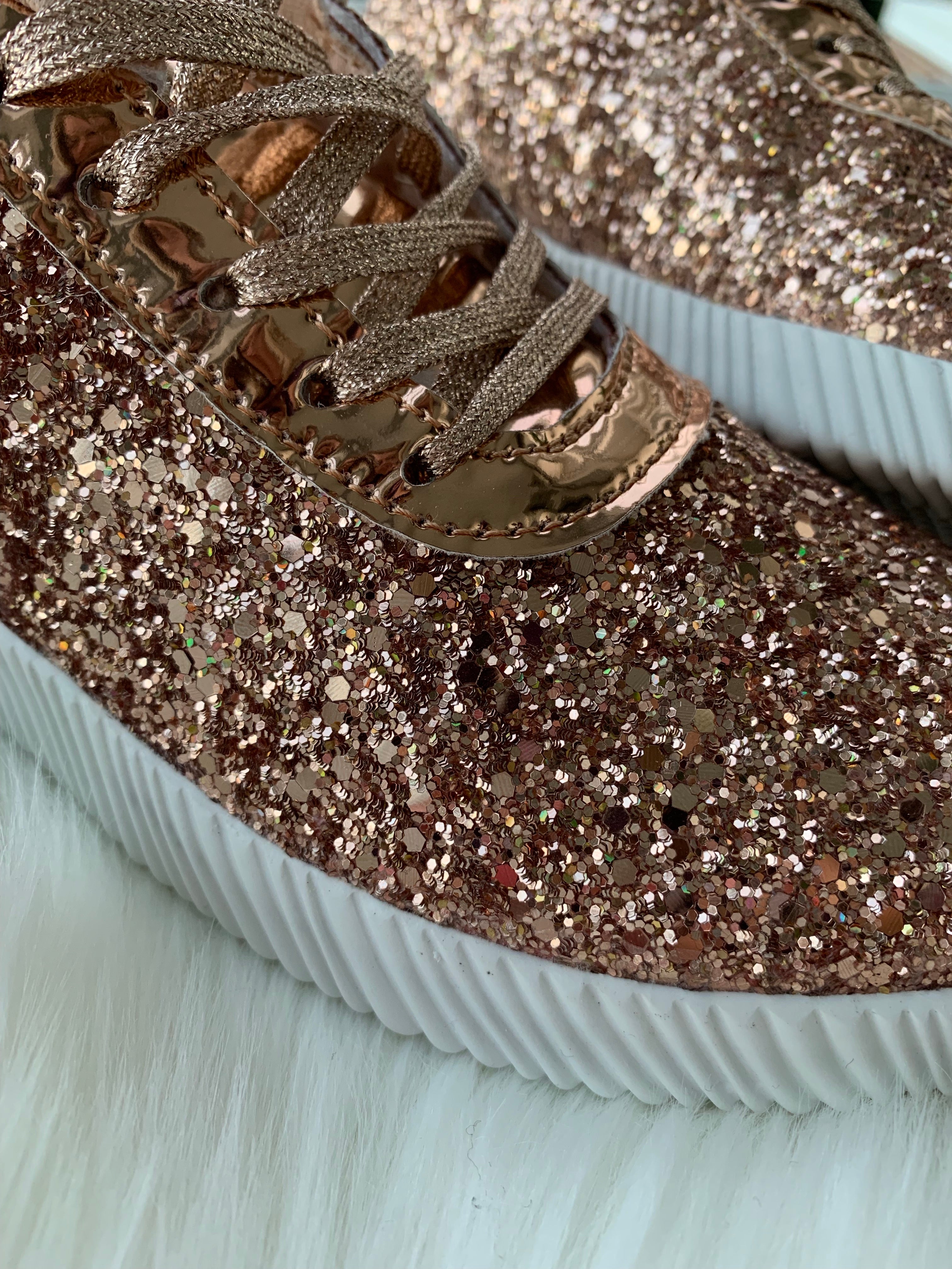 Glitter Bomb Sneakers in Rose Gold – The Grapevine Boutique