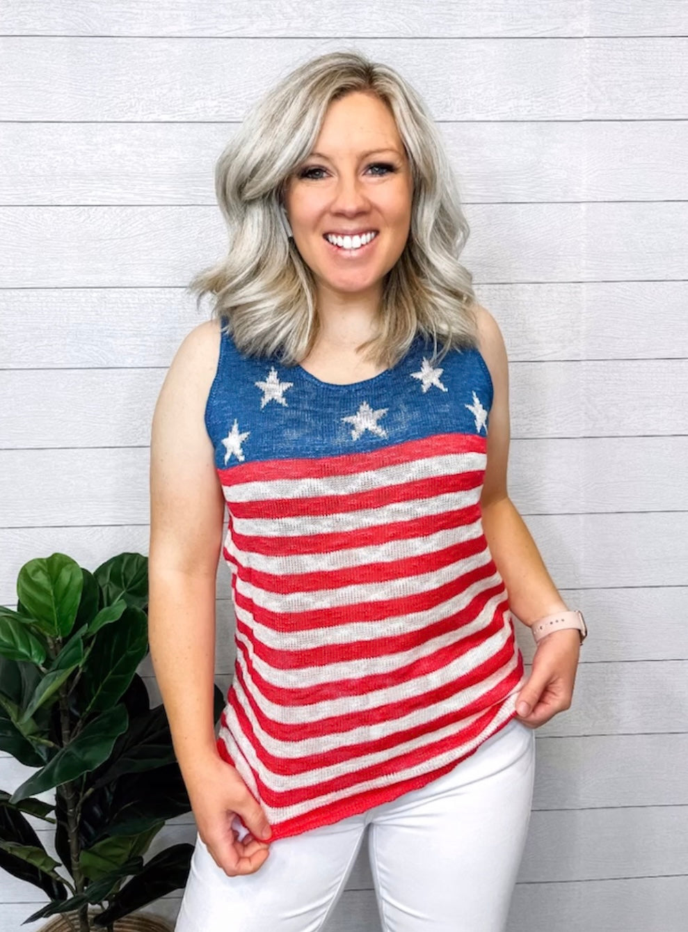 Oh Say Can You See Knit Flag Tank