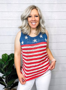 Oh Say Can You See Knit Flag Tank