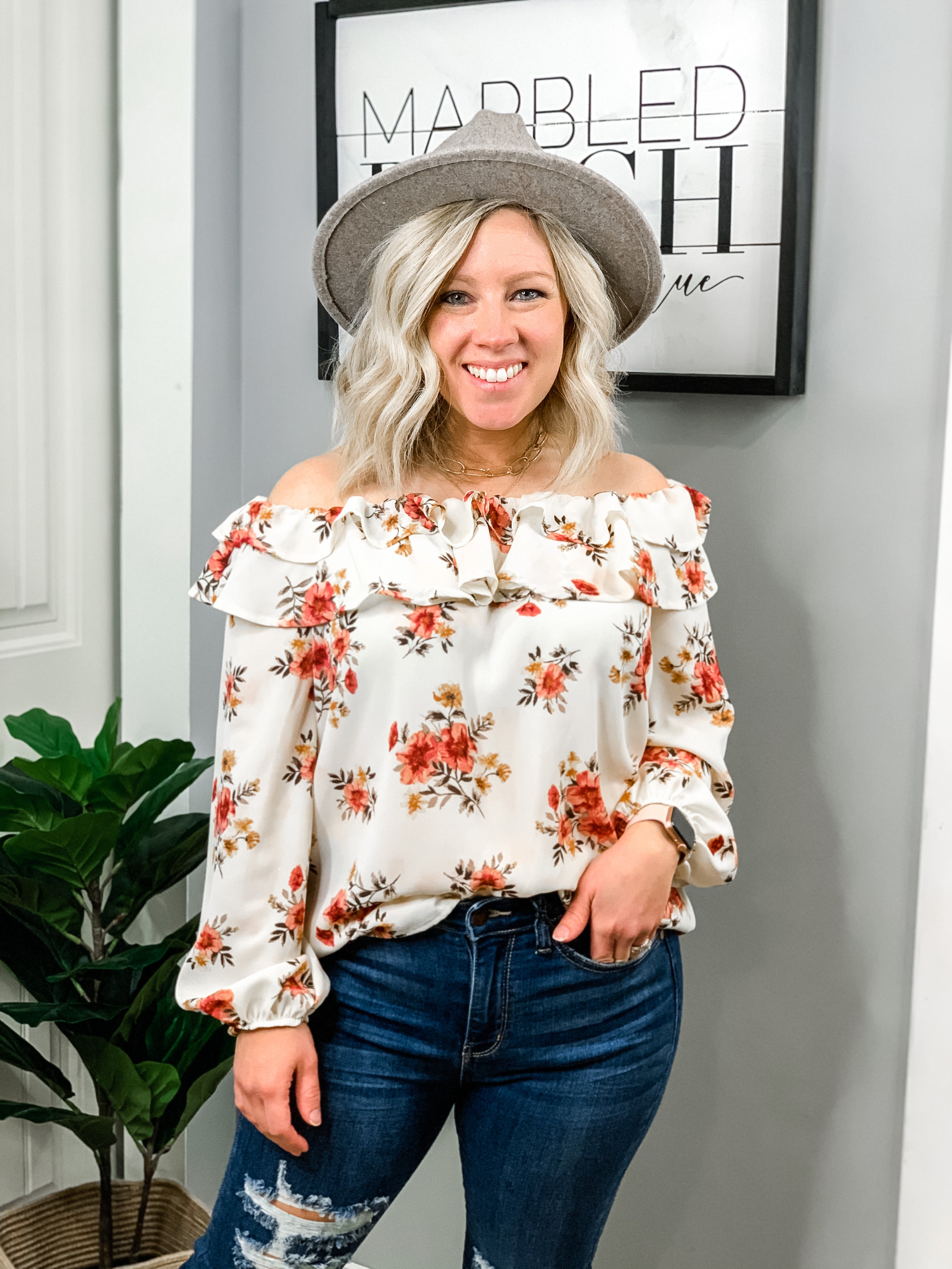 Flowy Floral Off Shoulder Top