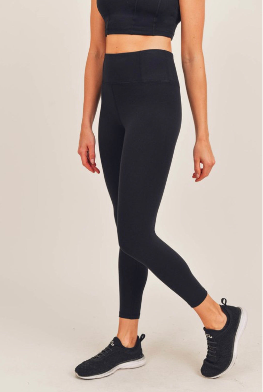 Mono B Black Essential High Waist Semi-Crop Leggings