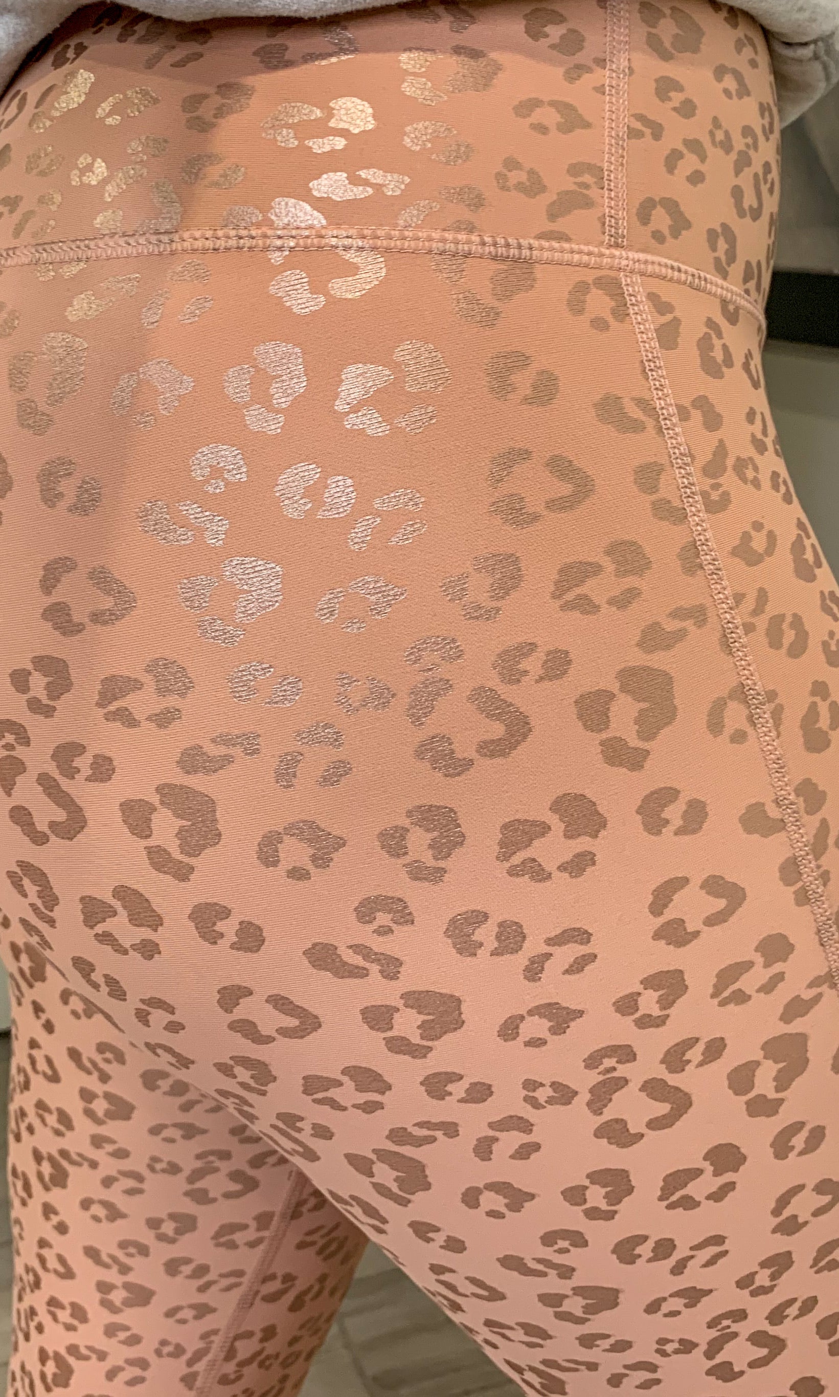 Mono B Rose Gold Shimmer High-Rise Leopard Leggings