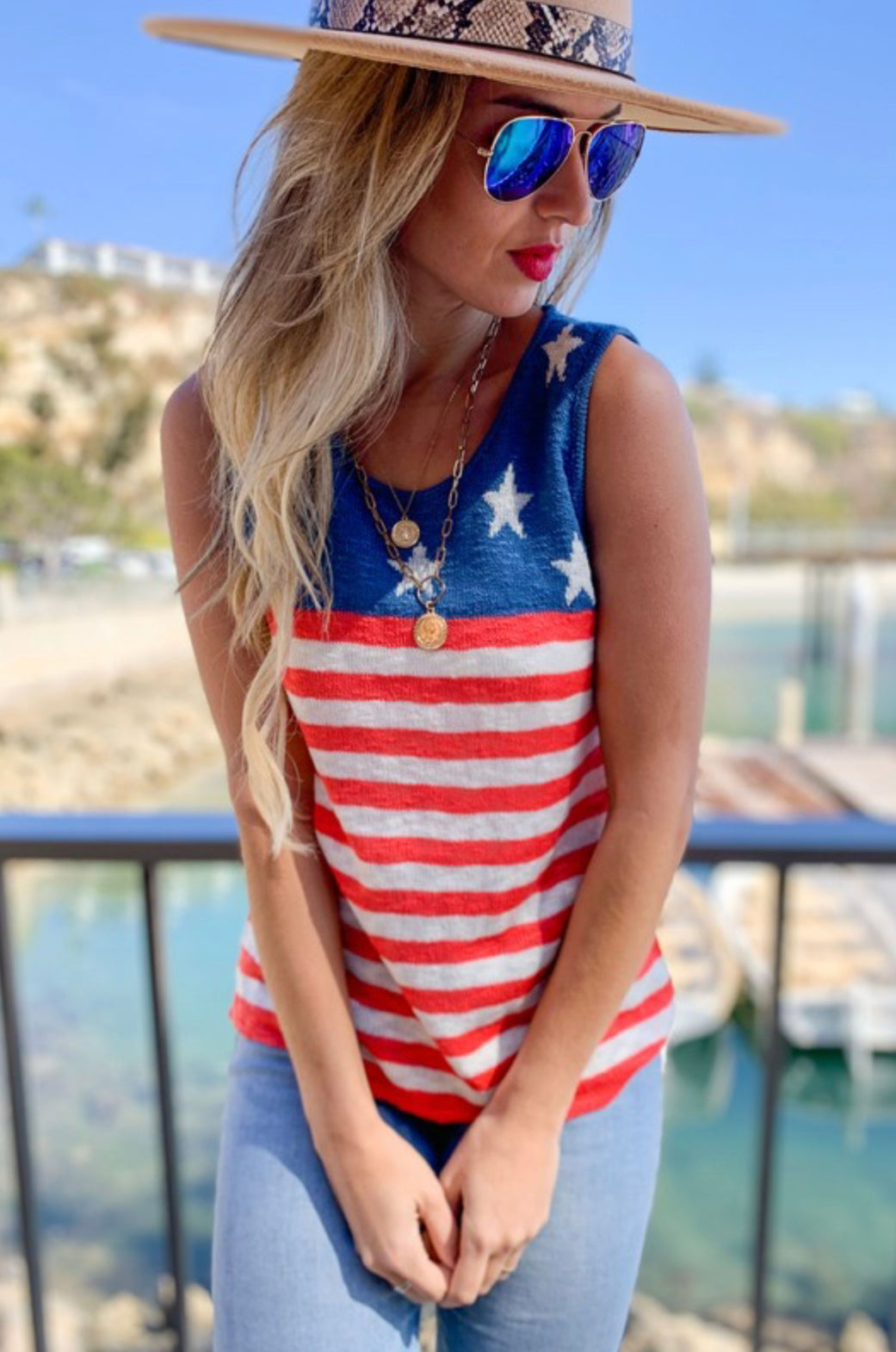 Oh Say Can You See Knit Flag Tank