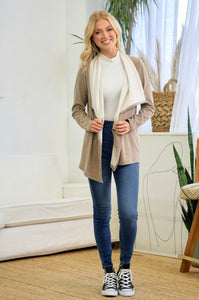 Bare Necessities Taupe Draped Cardigan