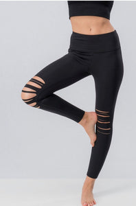 Mono B Black Distressed Yoga Leggings