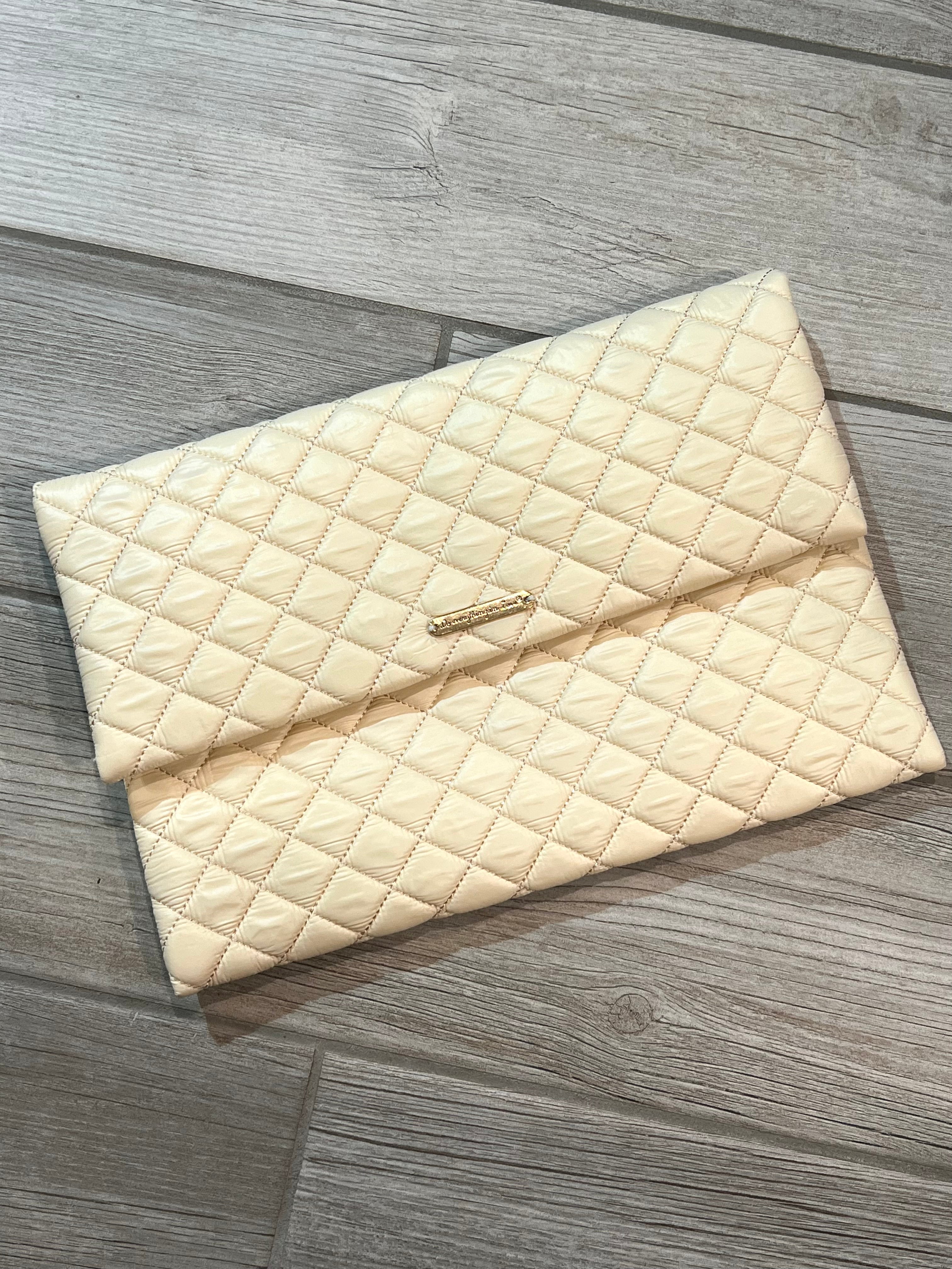 Quilted Ivory Envelope Clutch