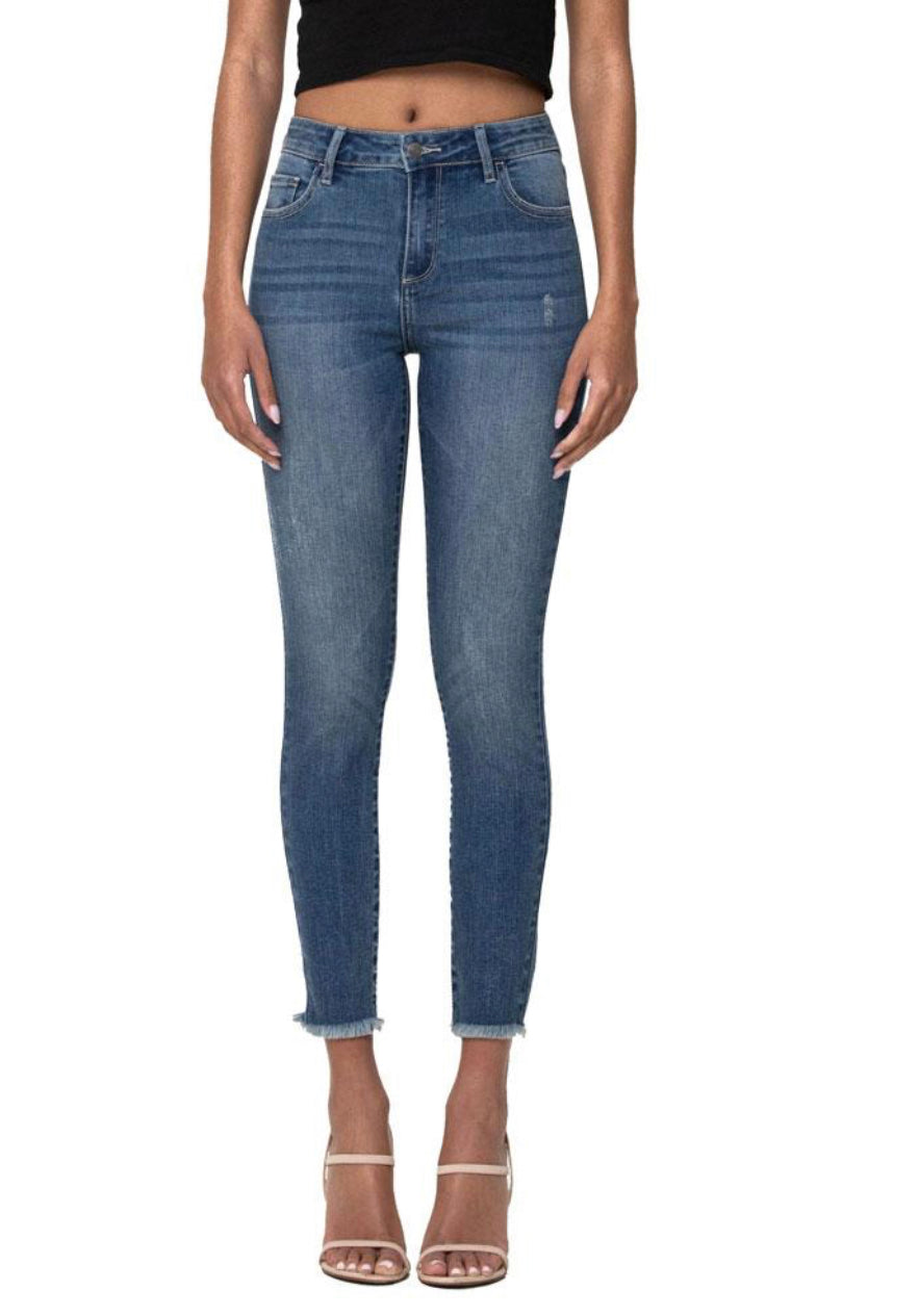 Cynthia Skinny Medium Wash Raw Hem Cello Jeans