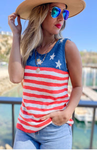 Oh Say Can You See Knit Flag Tank
