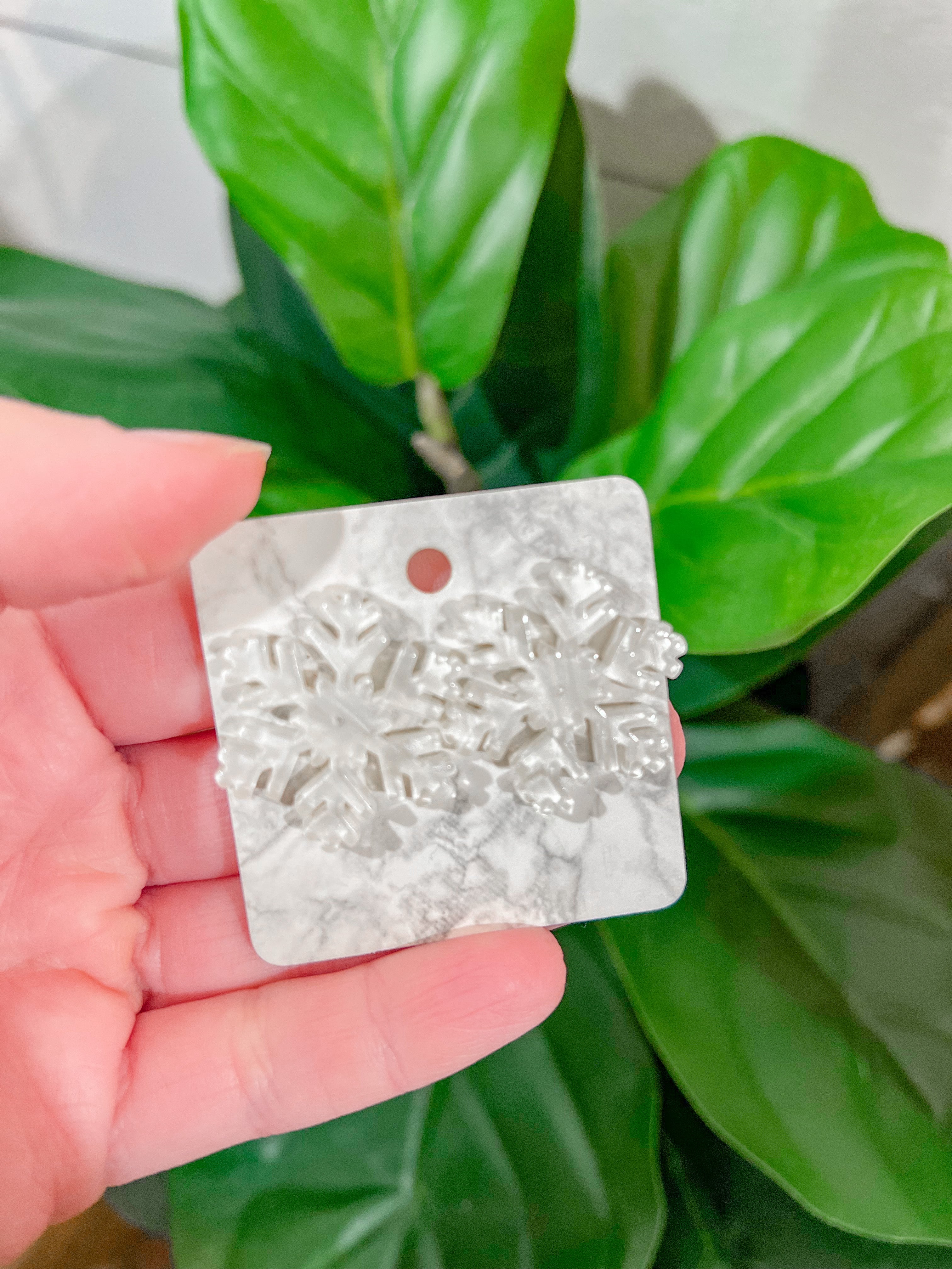 Let It Snow Resin Snowflake Earrings