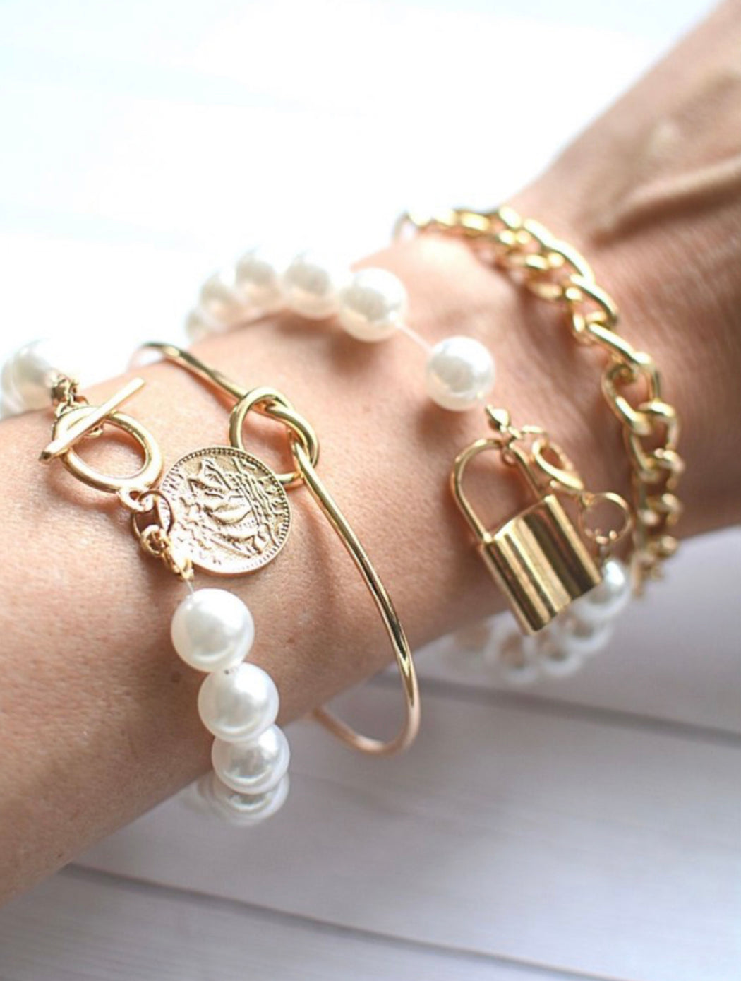 Perfectly Pearl Gold Bracelet Stack