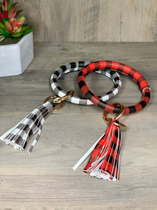 Black Buffalo Check Bangle Key Ring