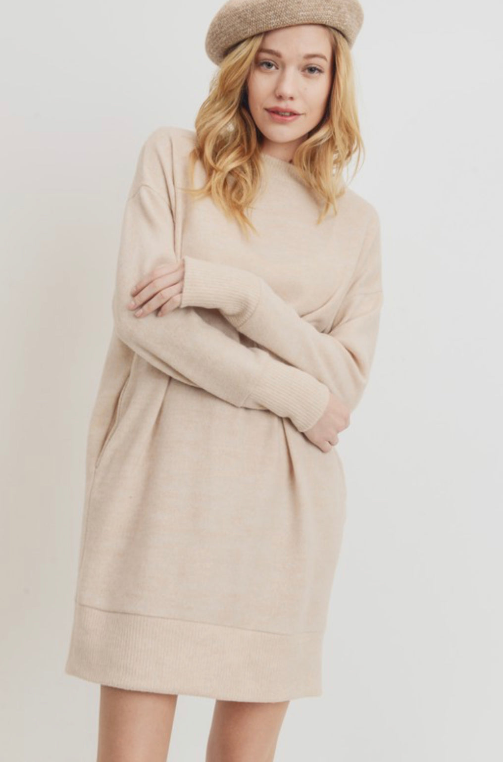 Wonderfully Wool Brush Pocket Tunic Dress