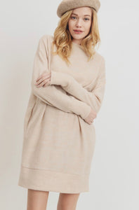 Wonderfully Wool Brush Pocket Tunic Dress