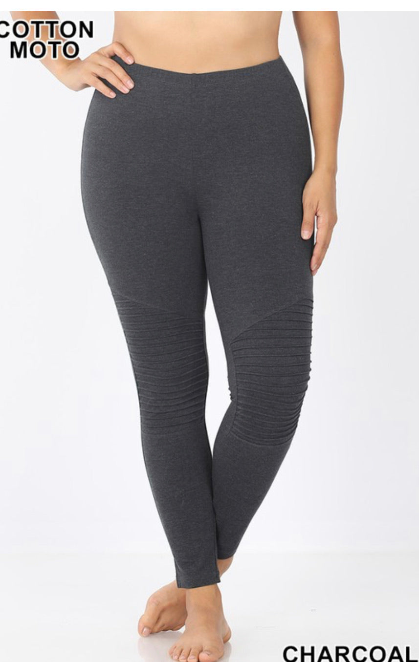 Cotton Moto Leggings Plus Marbled Birch Boutique