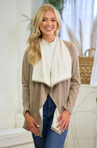 Bare Necessities Taupe Draped Cardigan